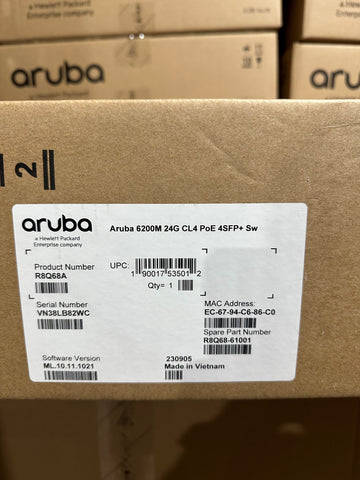 R8Q68A Aruba 6200M 24G Class4 PoE 4SFP+ Switch - Brand New Sealed