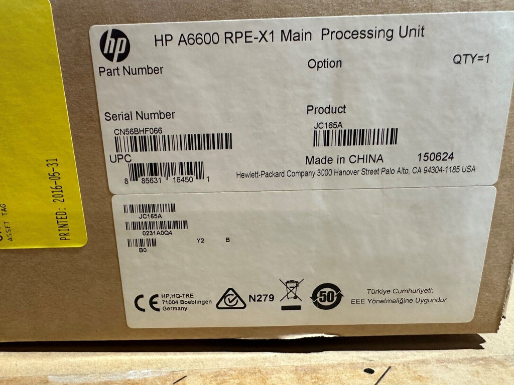JC165A HP Main Processing Unit for FlexNetwork 6600 RPE-X1   - Brand New Sealed