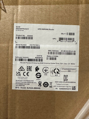 JG404A  HPE FlexNetwork MSR3064 Router - Brand New Sealed